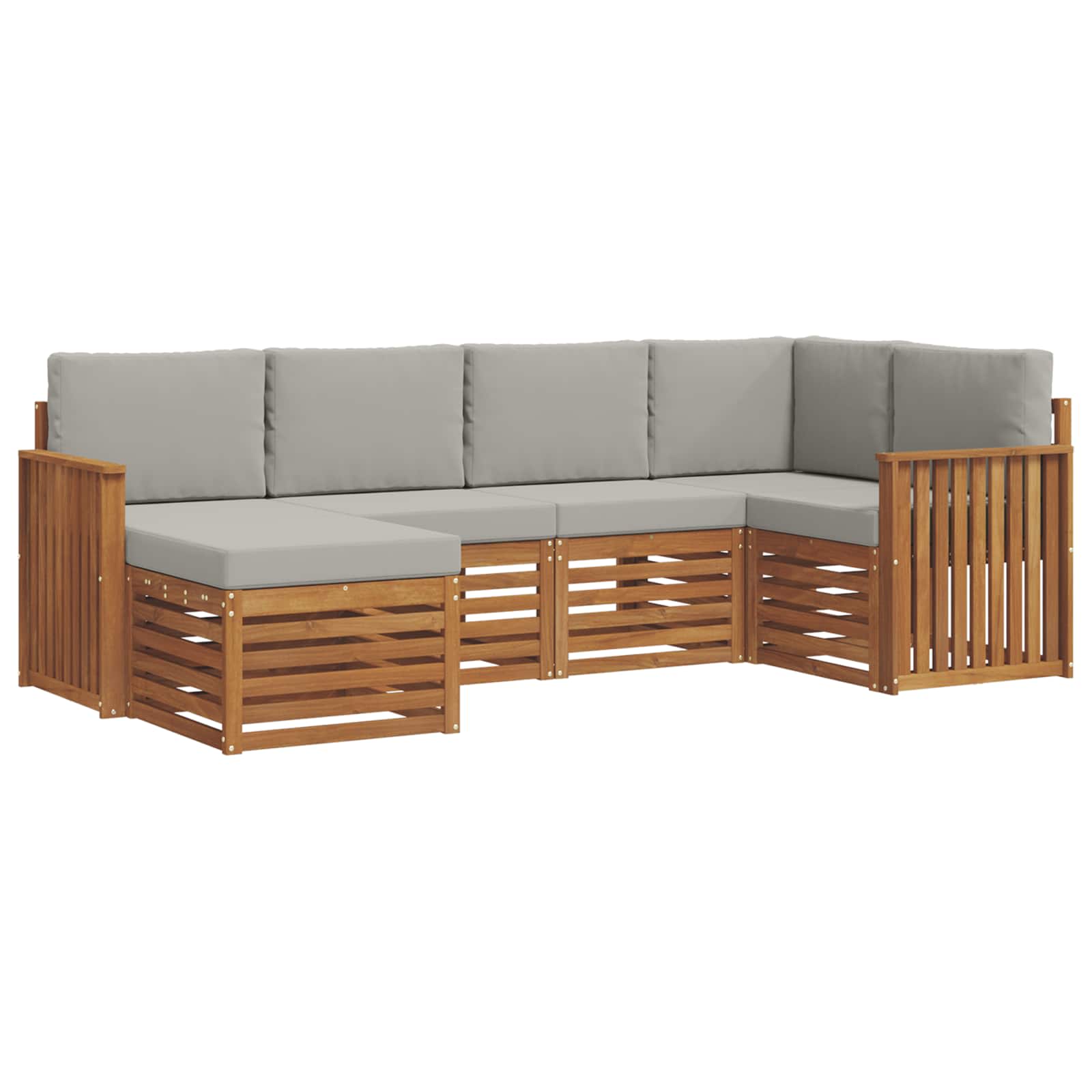 Outdoor-Sofagarnitur 6 stk. Natürlich und Hellgrau Polyester