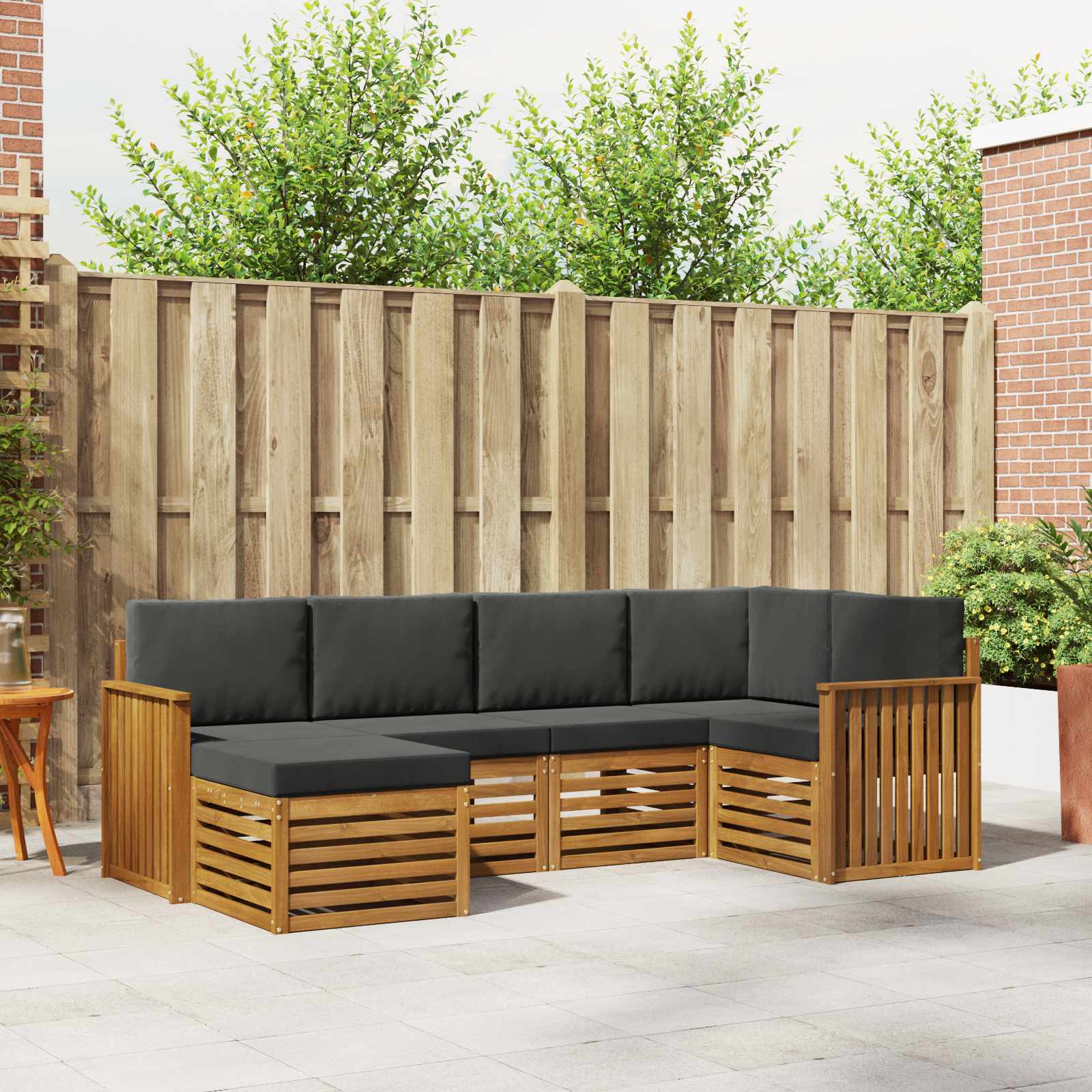 Outdoor-Sofagarnitur 6 stk. Natur und Anthrazit Polyester