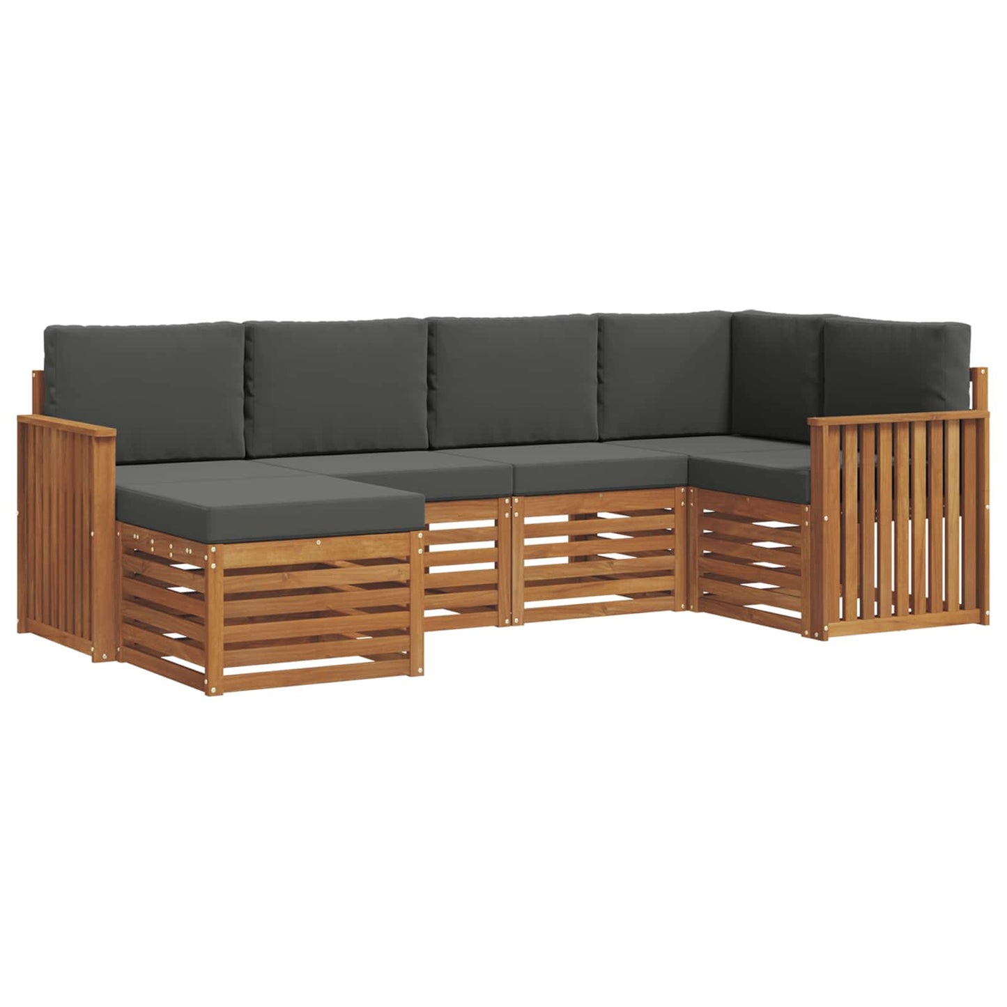 Outdoor-Sofagarnitur 6 stk. Natur und Anthrazit Polyester