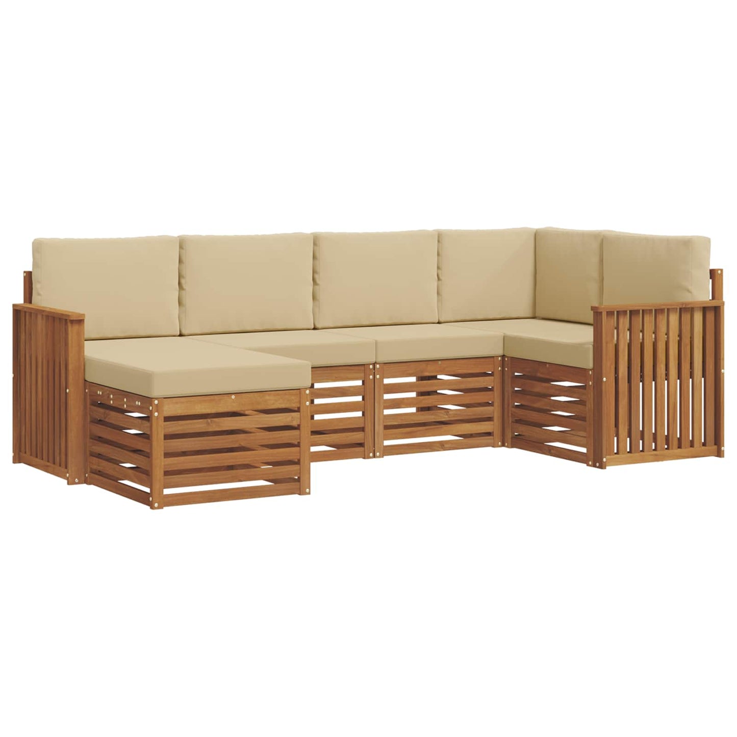 Outdoor-Sofagarnitur 6 stk. Natur und Beige Polyester