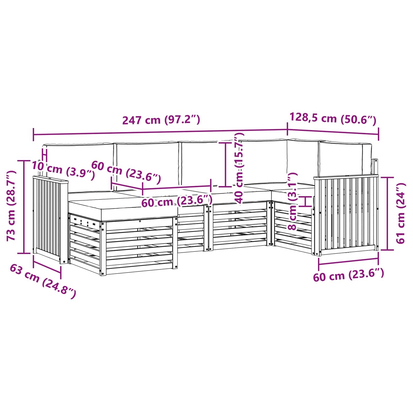 Outdoor-Sofagarnitur 6 stk. Natur und Beige Polyester