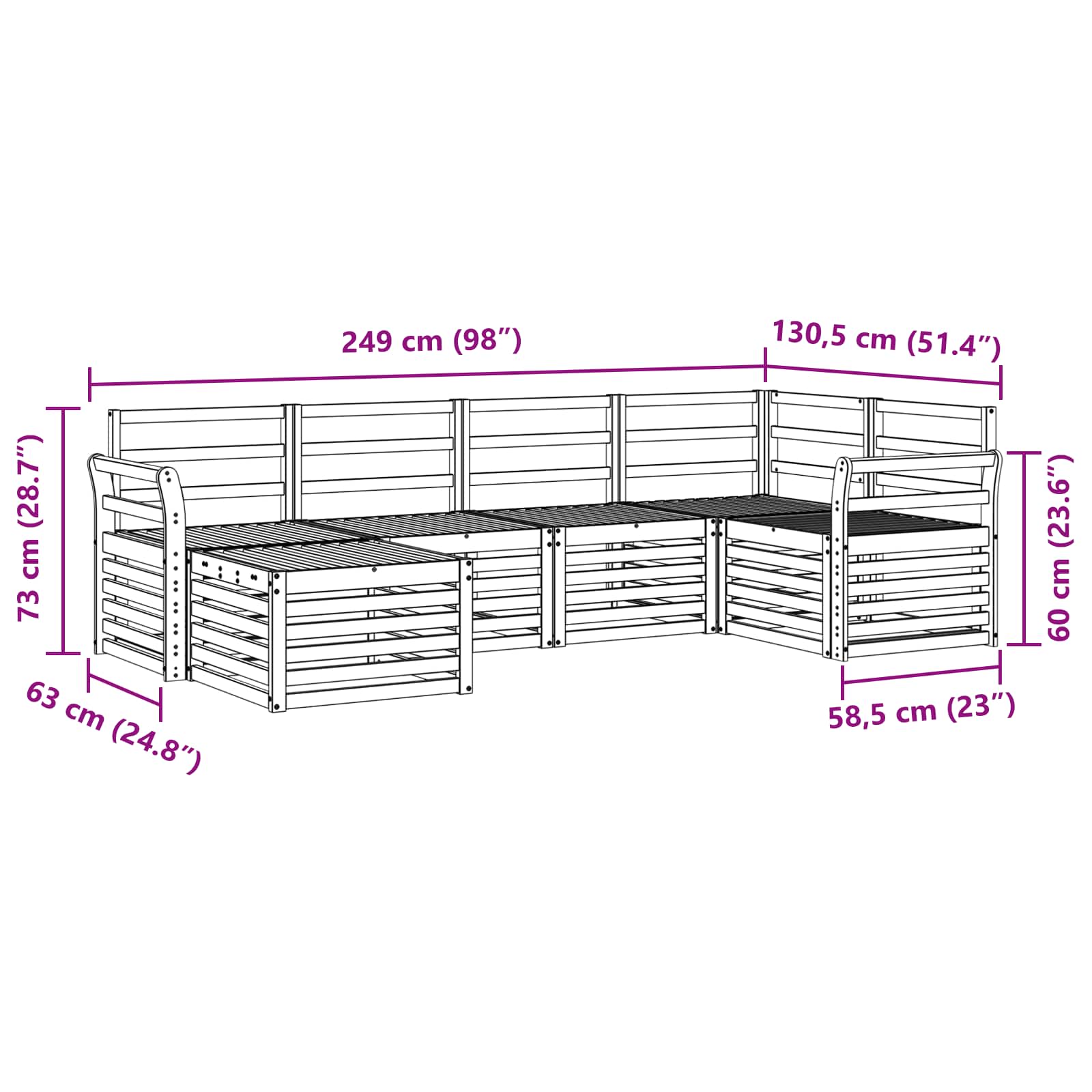 Ecksofa Set 6 pcs Natur