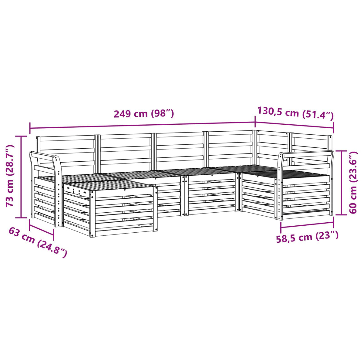 Outdoor-Sofagarnitur 6 stk. Natur Polyester