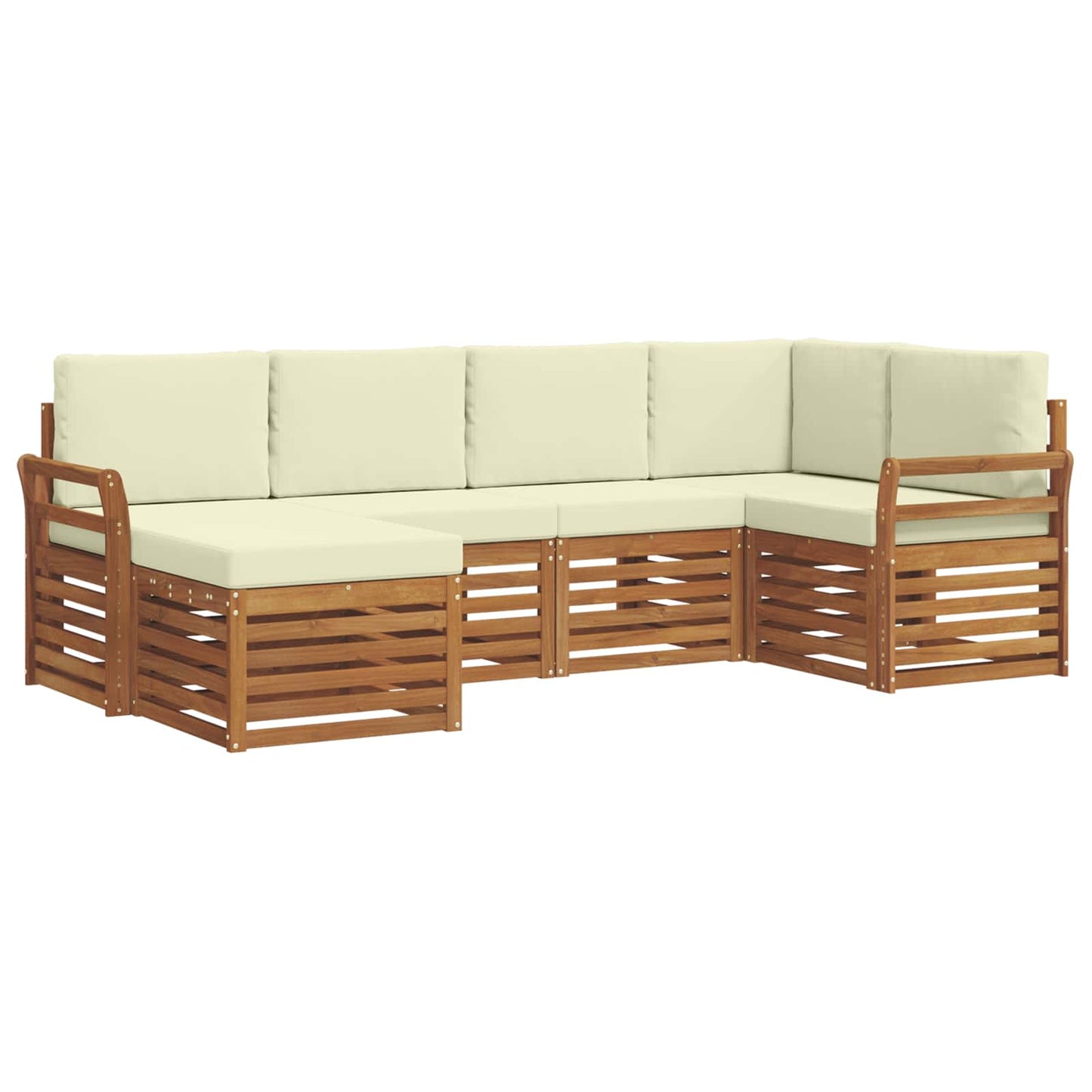 Outdoor-Sofagarnitur 6 stk. Natur und Creme Polyester