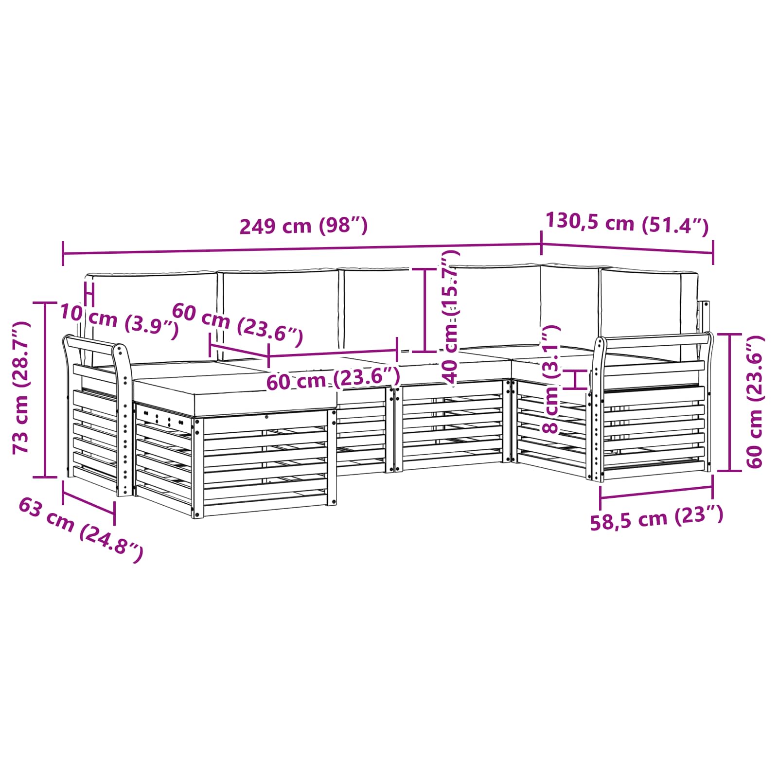 Outdoor-Sofagarnitur 6 stk. Natur und Creme Polyester