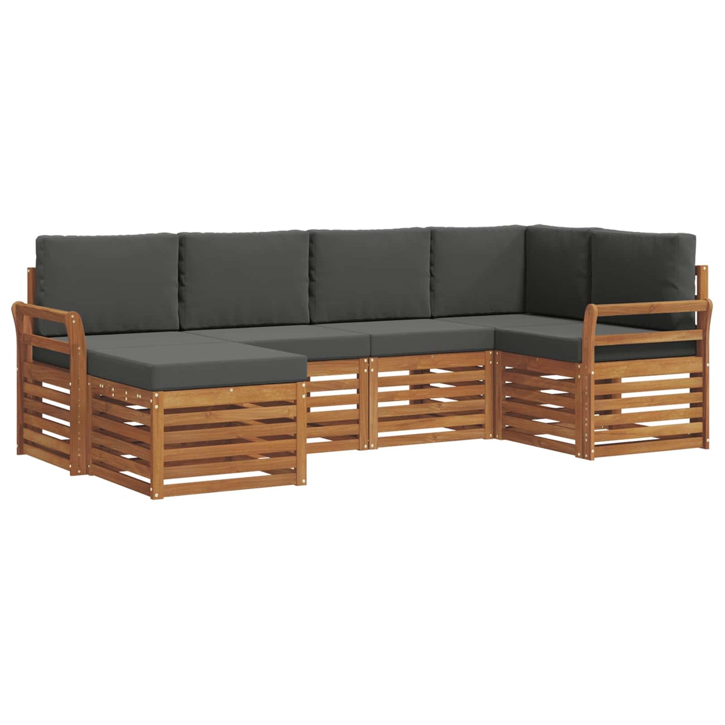 Outdoor-Sofagarnitur 6 stk. Natur und Anthrazit Polyester
