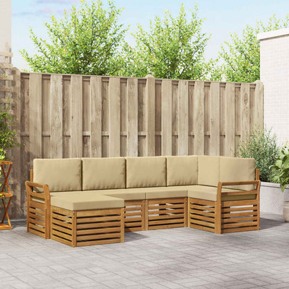 Outdoor-Sofagarnitur 6 stk. Natur und Beige Polyester