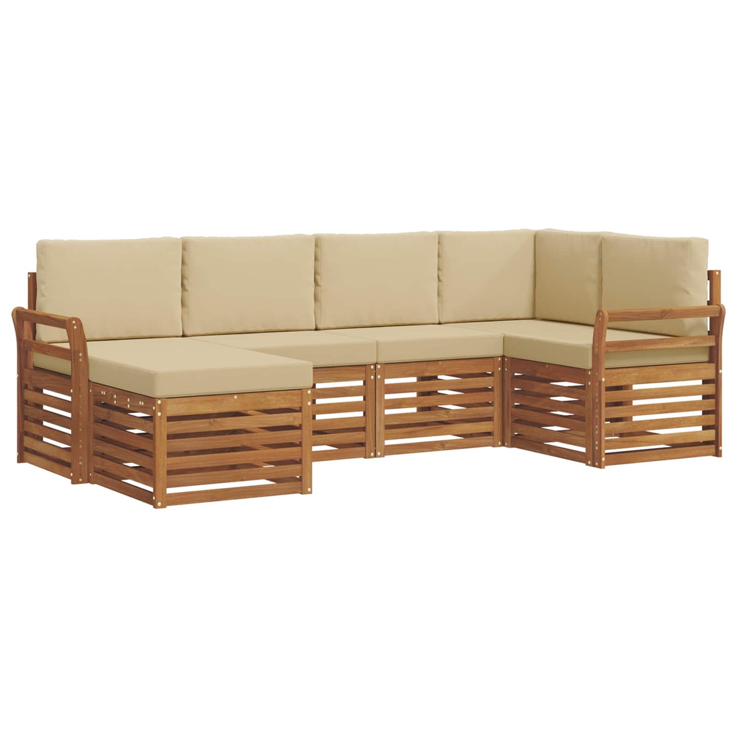 Outdoor-Sofagarnitur 6 stk. Natur und Beige Polyester