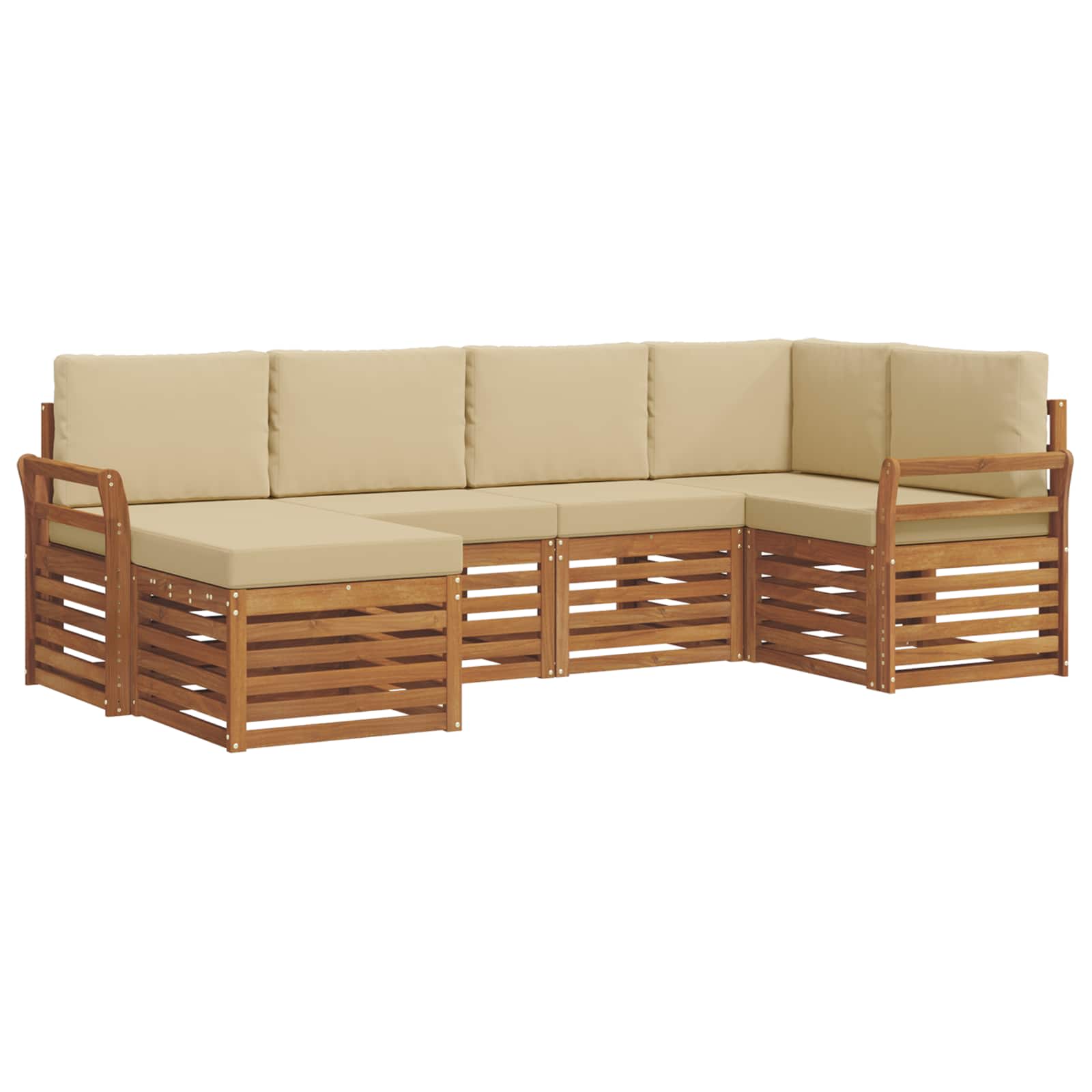 Outdoor-Sofagarnitur 6 stk. Natur und Beige Polyester
