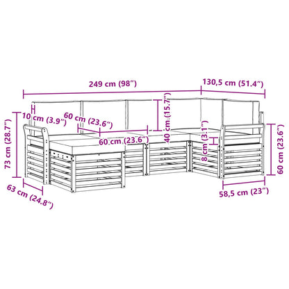 Outdoor-Sofagarnitur 6 stk. Natur und Beige Polyester