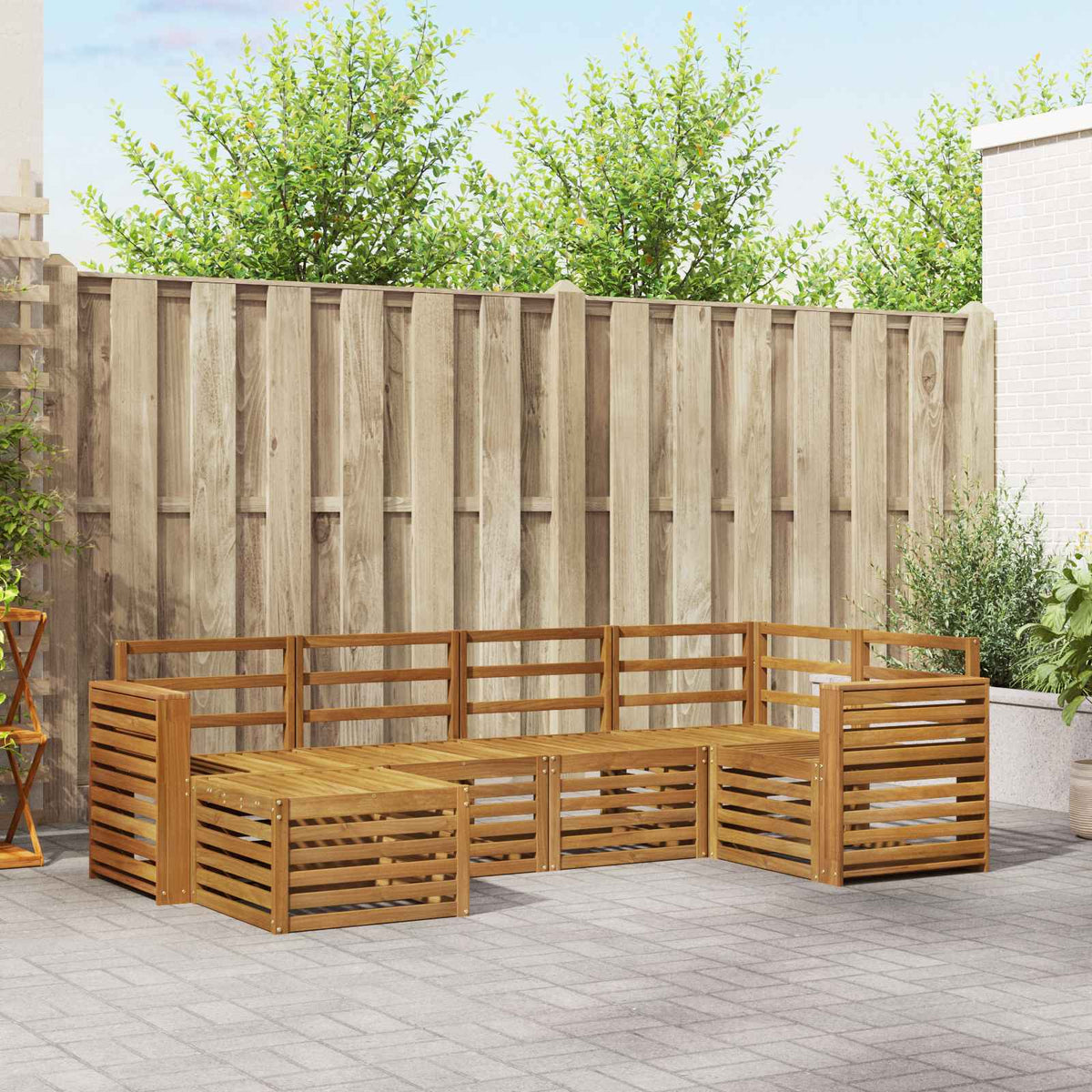 Outdoor-Sofagarnitur 6 stk. Natur Polyester