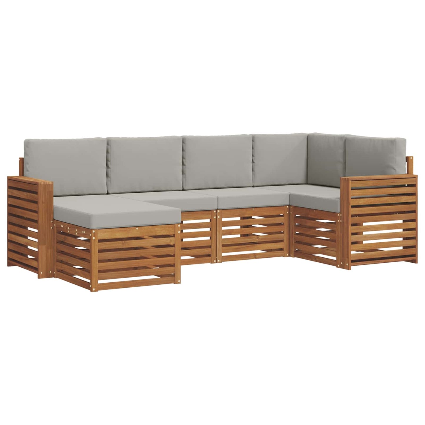 Outdoor-Sofagarnitur 6 stk. Natürlich und Hellgrau Polyester