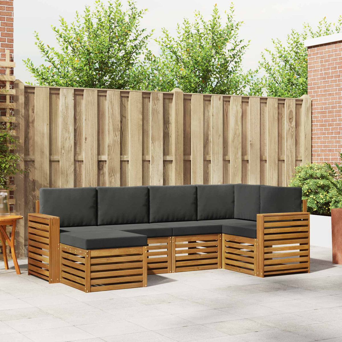 Outdoor-Sofagarnitur 6 stk. Natur und Anthrazit Polyester