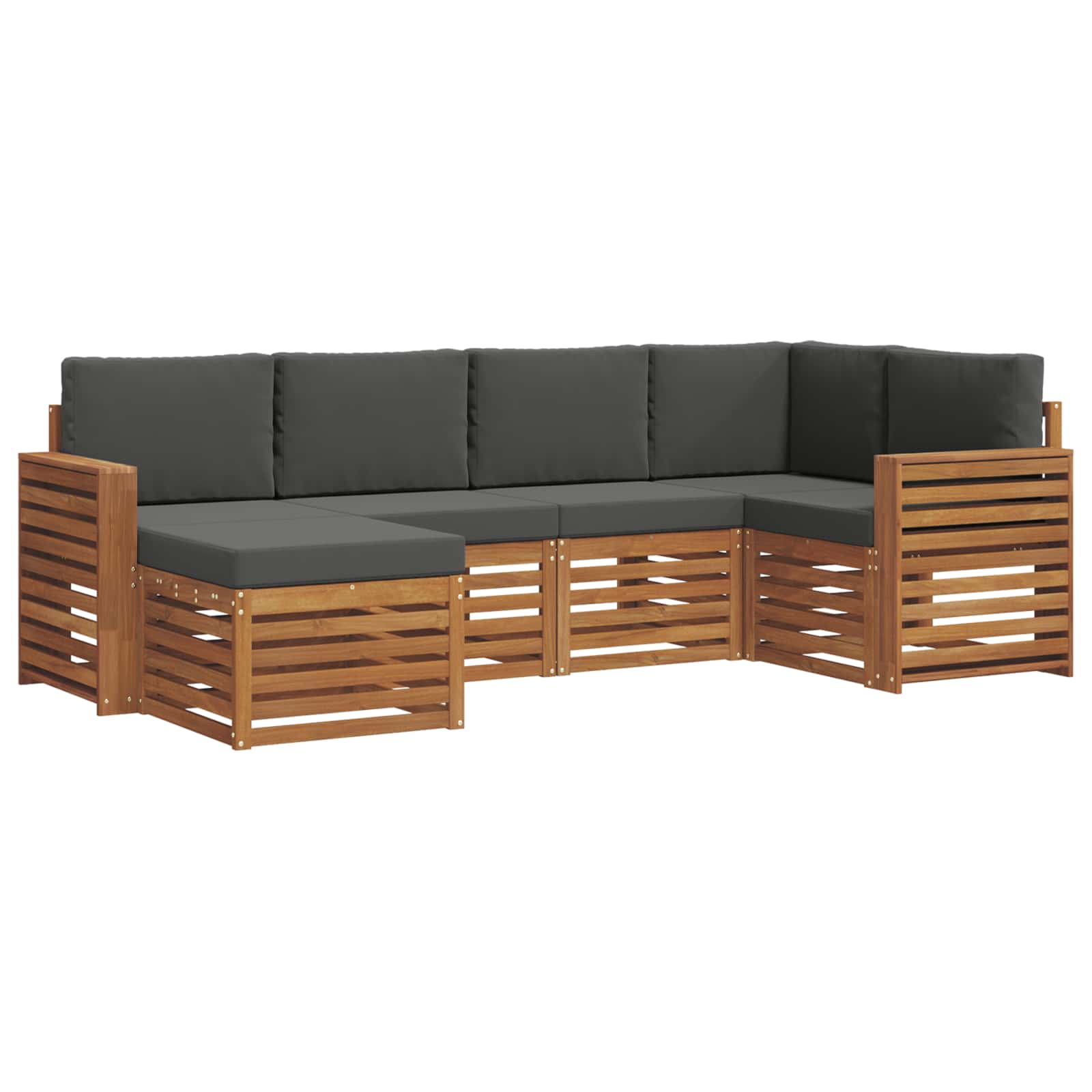 Ecksofa Set mit Kissen 6 pcs Natur und Anthrazit