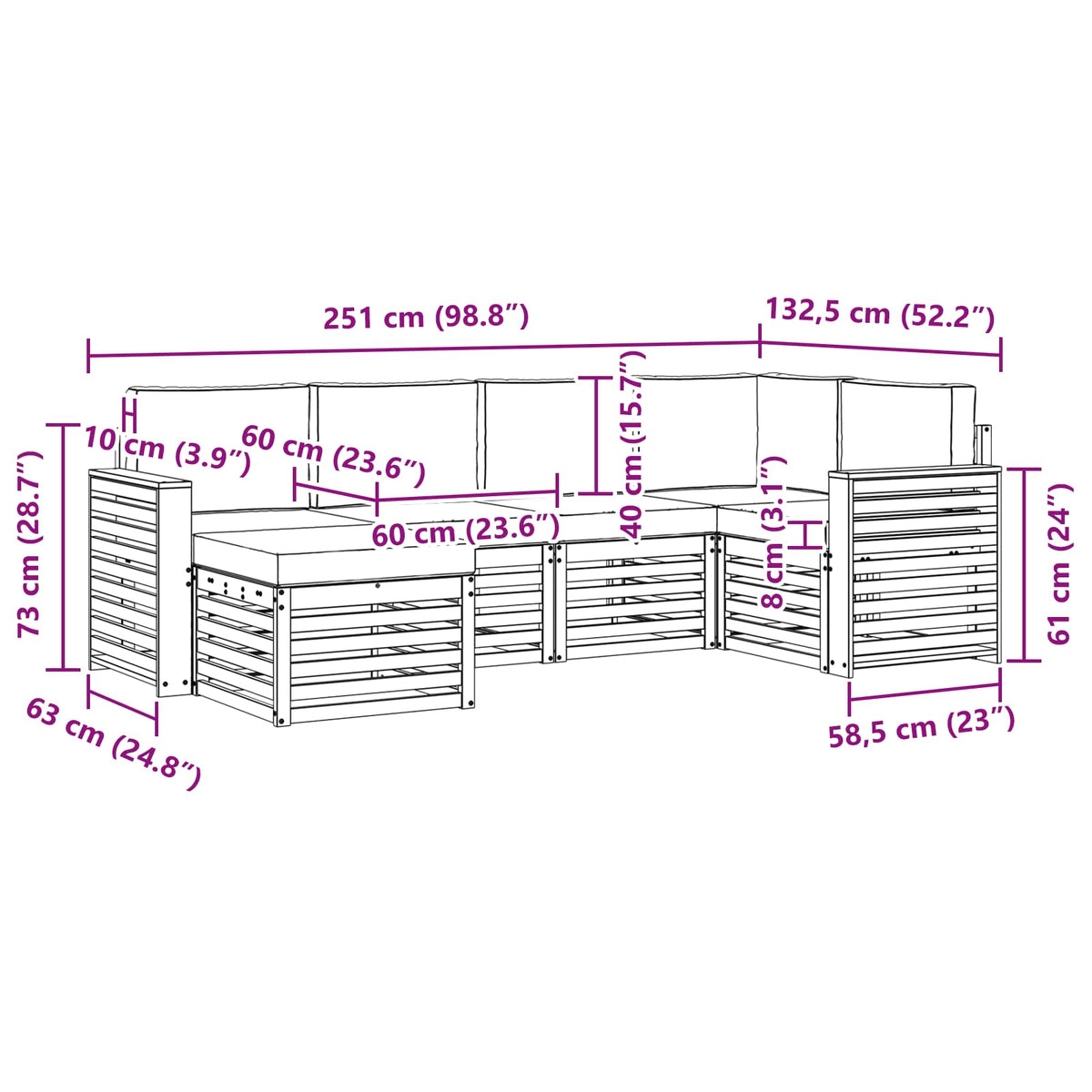 Outdoor-Sofagarnitur 6 stk. Natur und Anthrazit Polyester