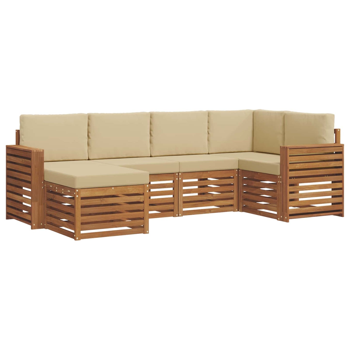 Outdoor-Sofagarnitur 6 stk. Natur und Beige Polyester