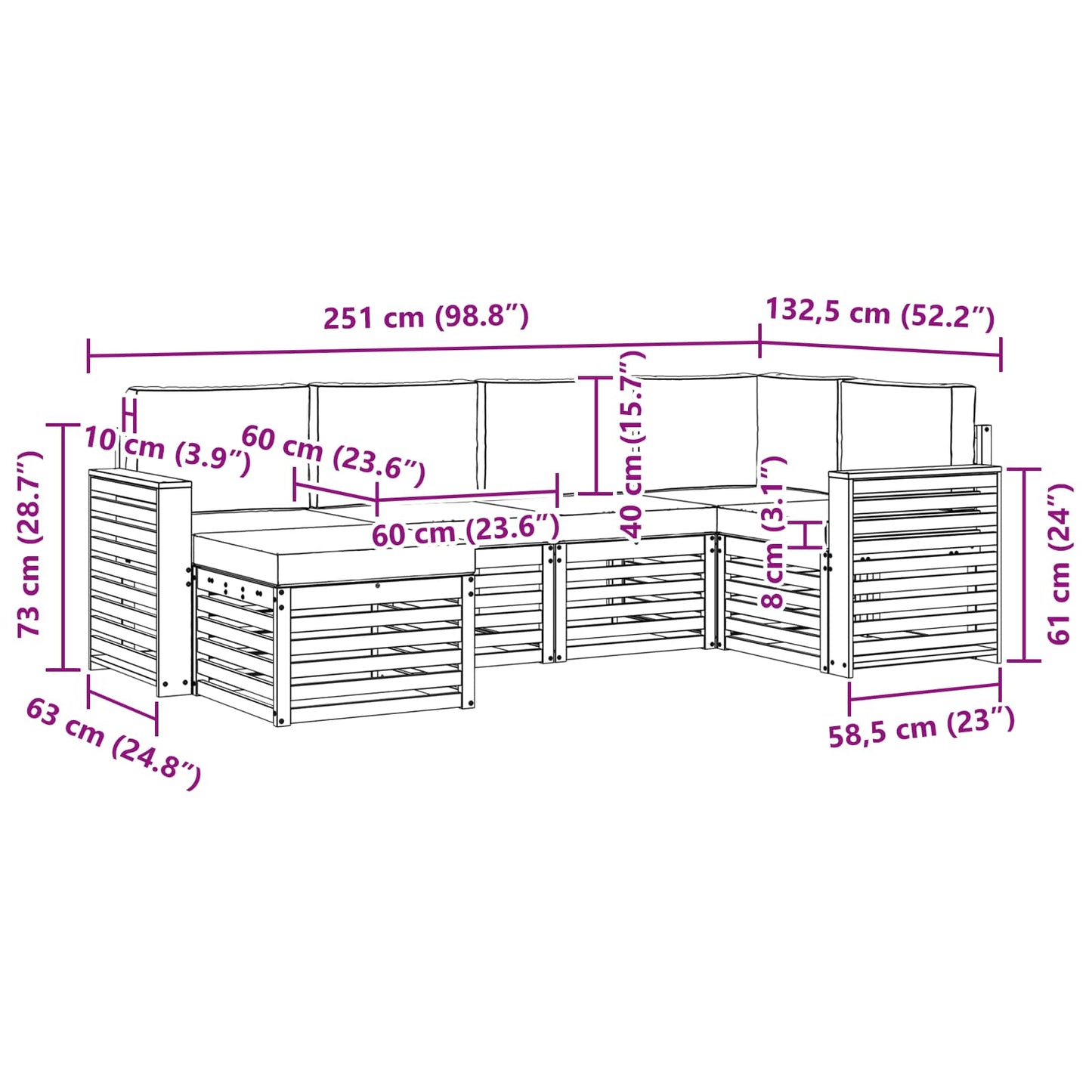 Outdoor-Sofagarnitur 6 stk. Natur und Beige Polyester