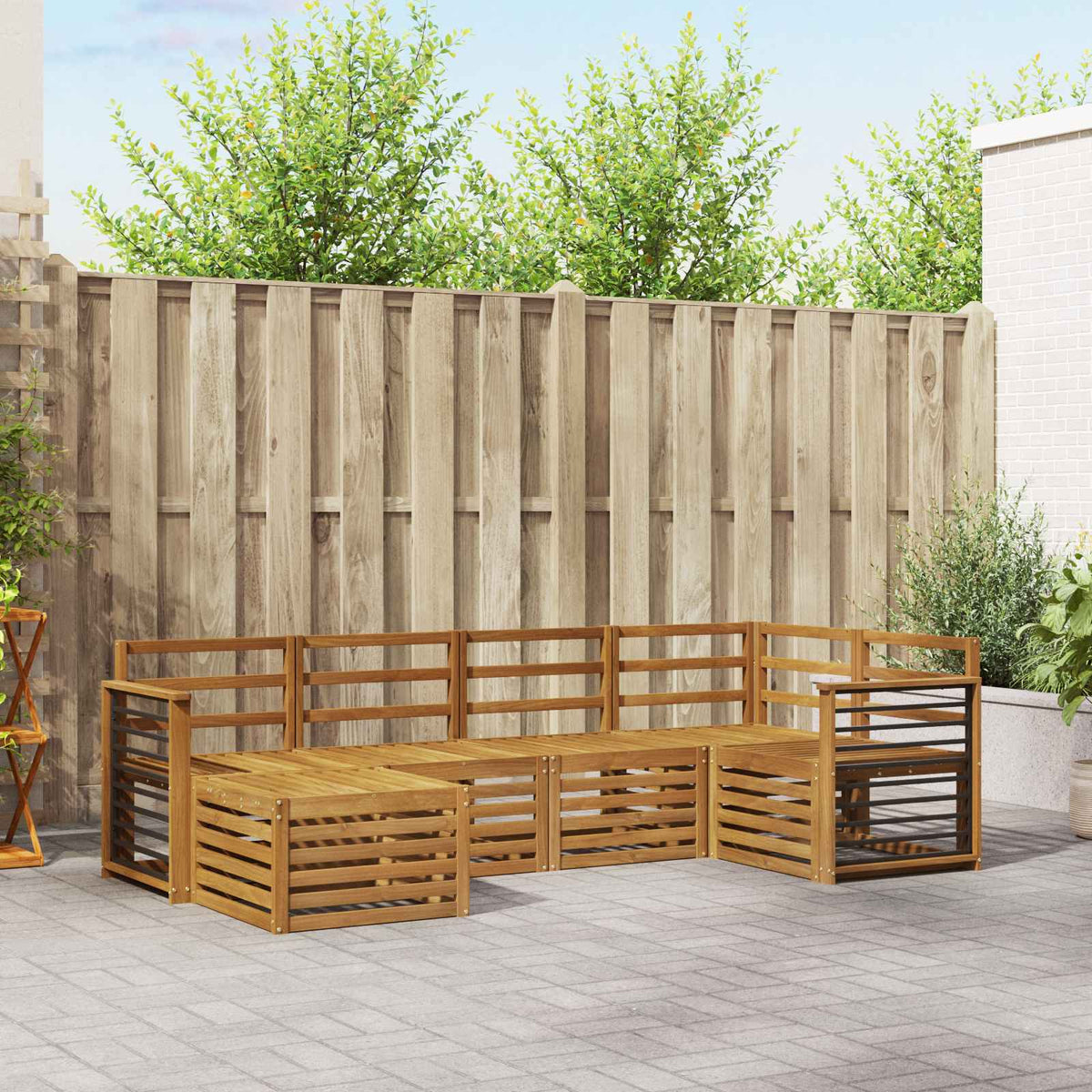 Outdoor-Sofagarnitur 6 stk. Natur Polyester
