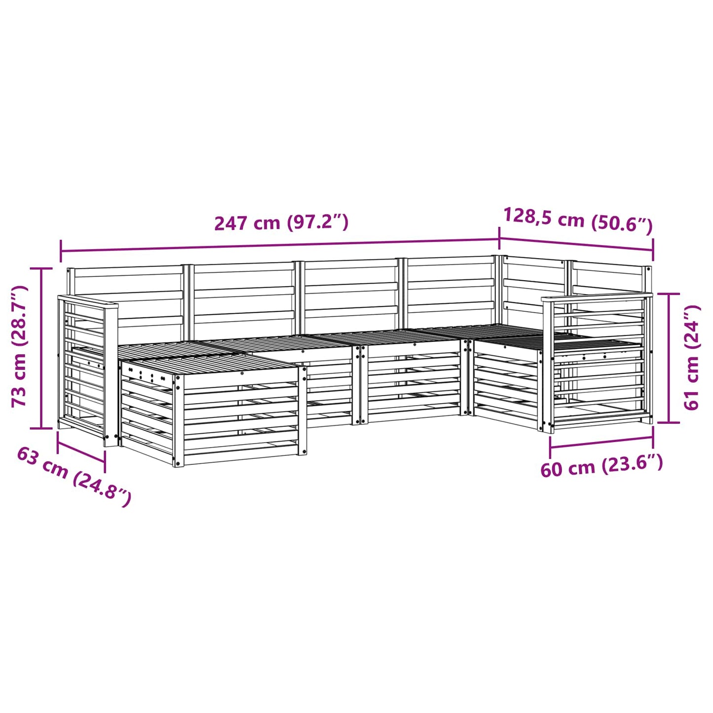 Sofagarnituren 6 pcs Natur Massivholz Akazie