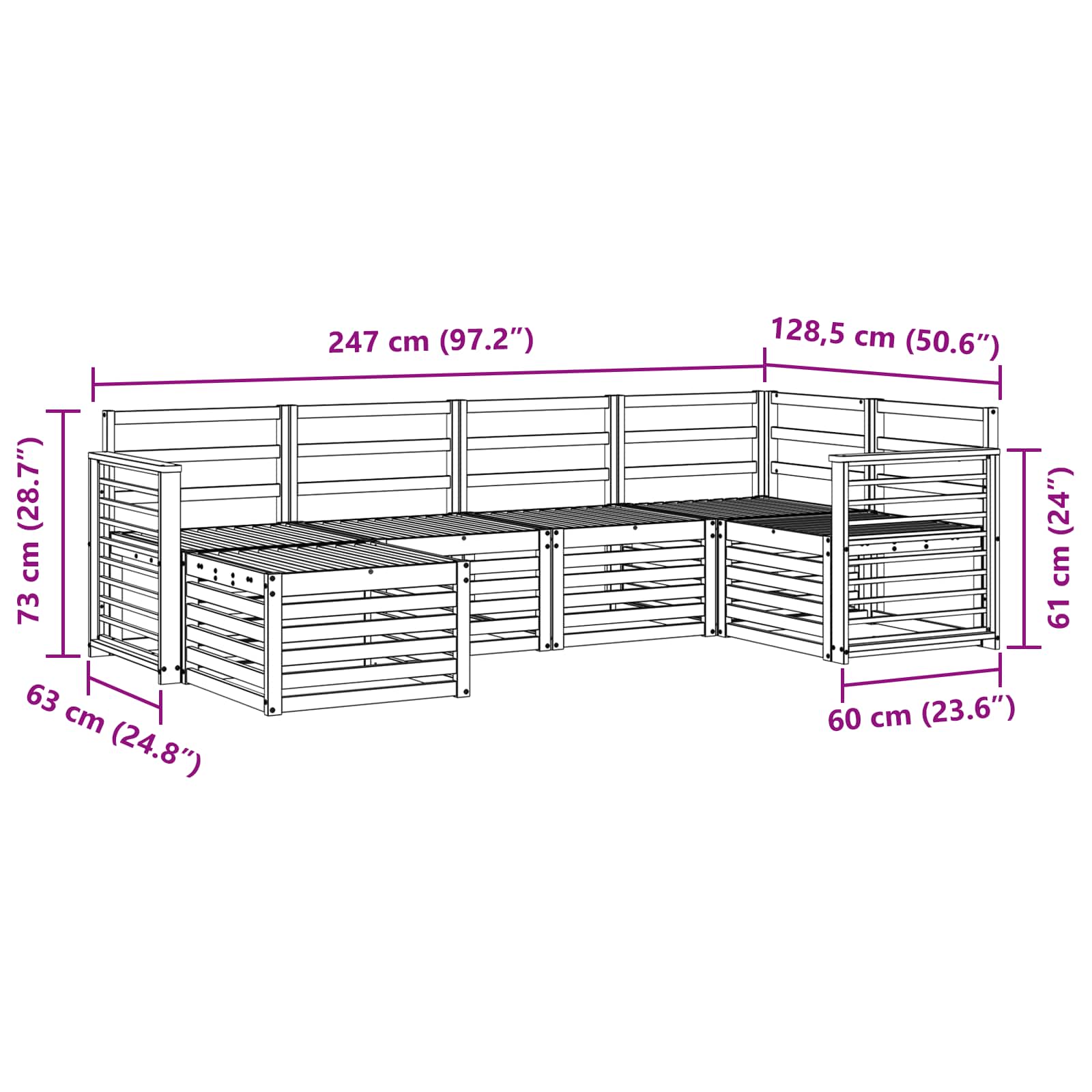 Sofagarnituren 6 pcs Natur Massivholz Akazie