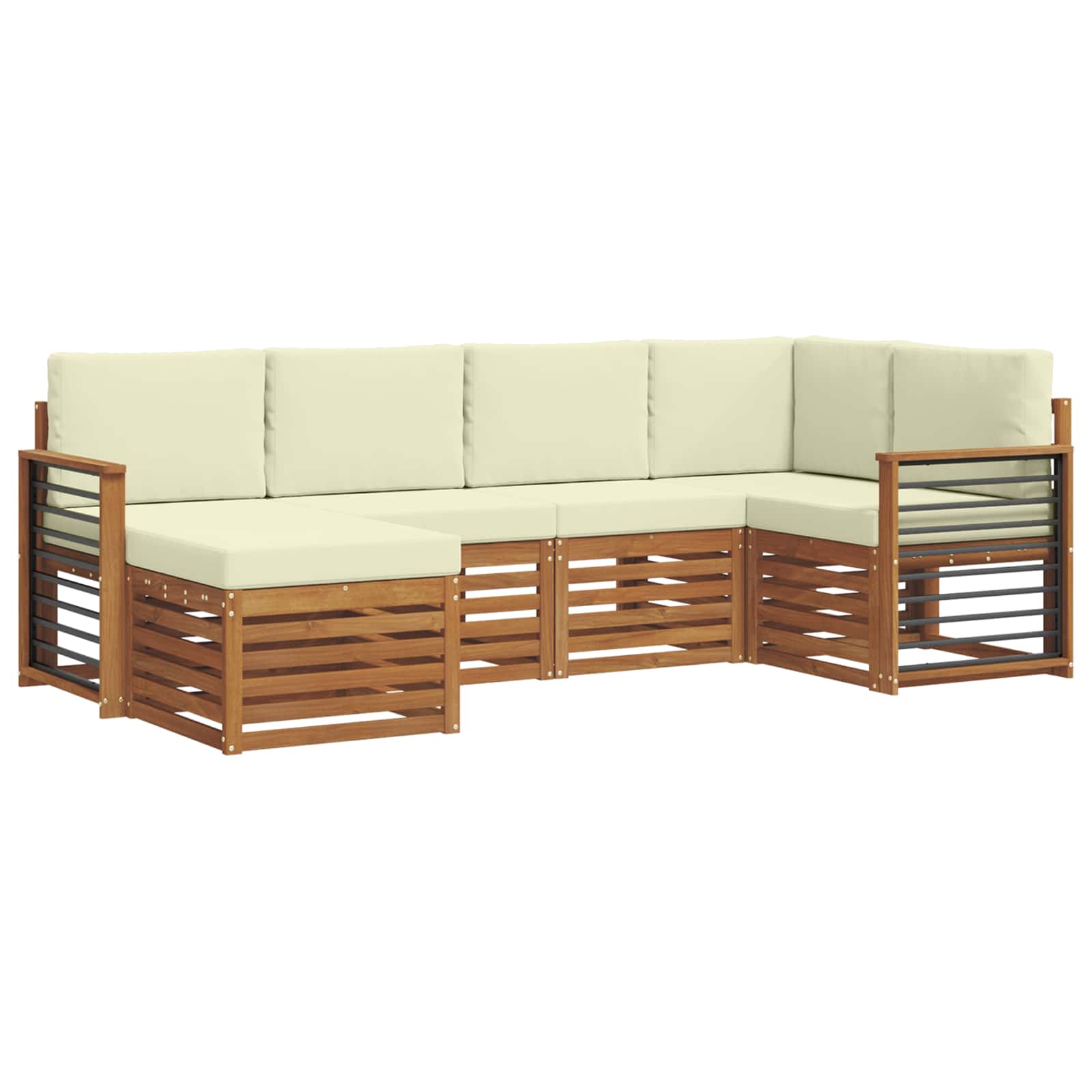 Outdoor-Sofagarnitur 6 stk. Natur und Creme Polyester
