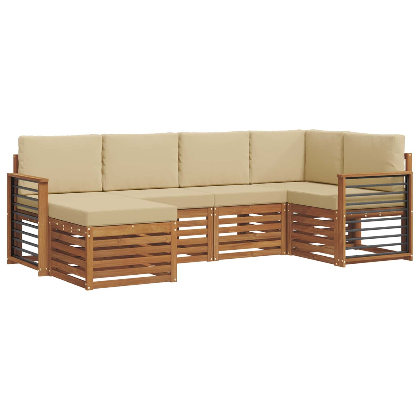 Outdoor-Sofagarnitur 6 stk. Natur und Beige Polyester