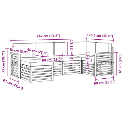 Outdoor-Sofagarnitur 6 stk. Natur und Beige Polyester