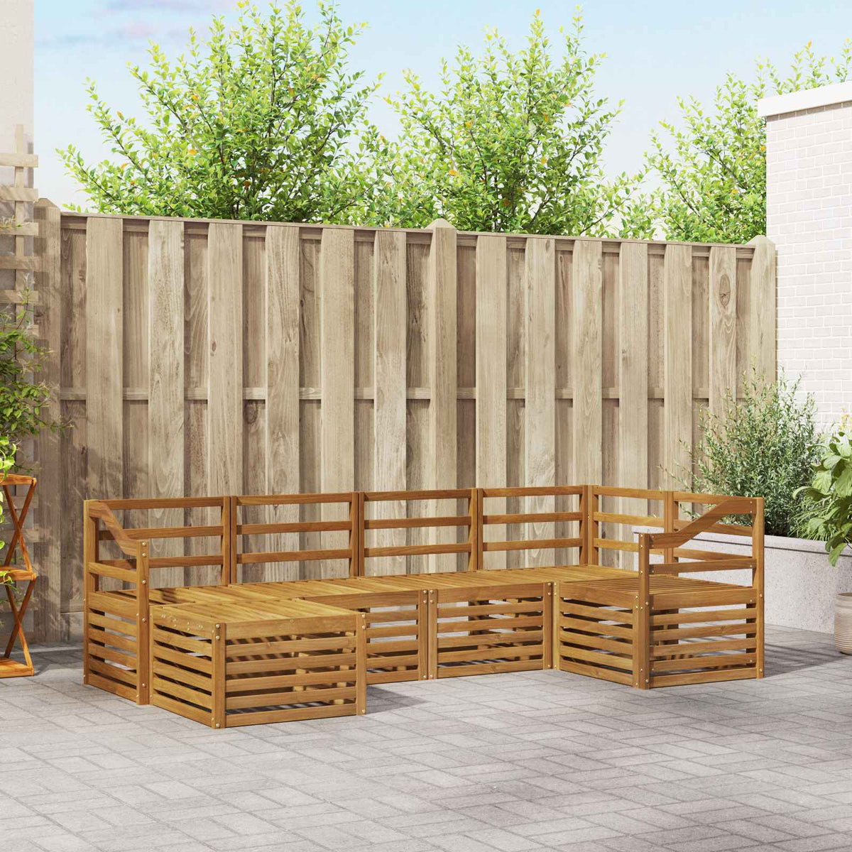 Outdoor-Sofagarnitur 6 stk. Natur Polyester