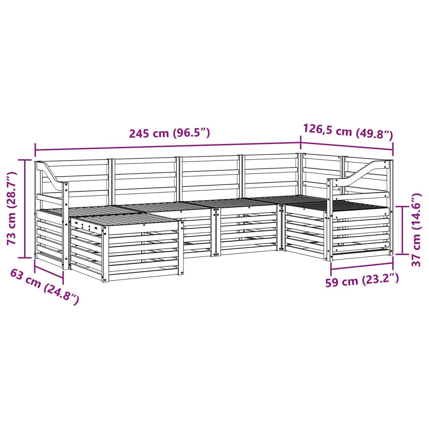 Ecksofa Set 6 pcs Natur