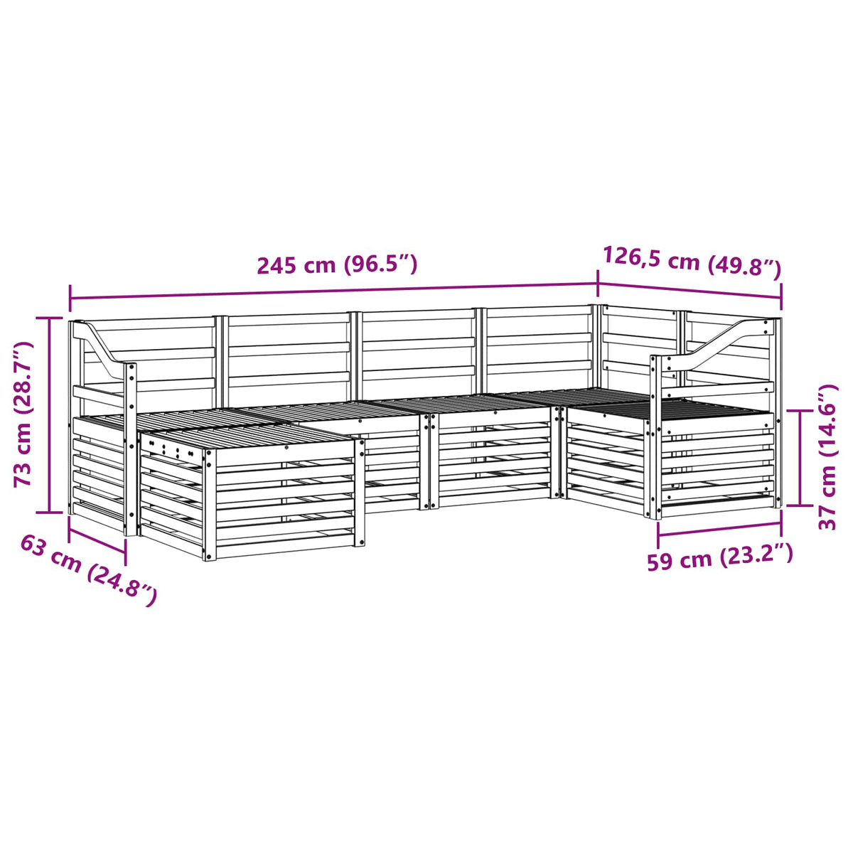 Outdoor-Sofagarnitur 6 stk. Natur Polyester