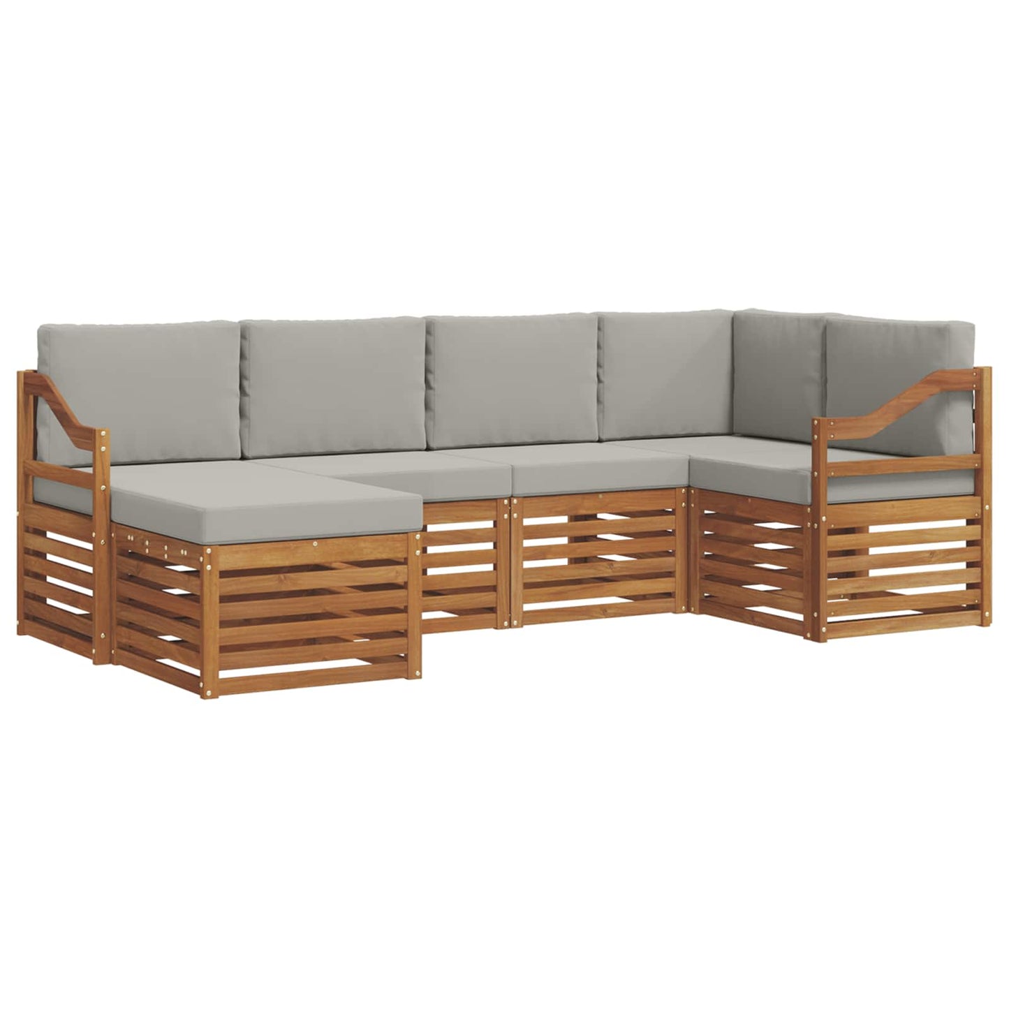 Outdoor-Sofagarnitur 6 stk. Natürlich und Hellgrau Polyester