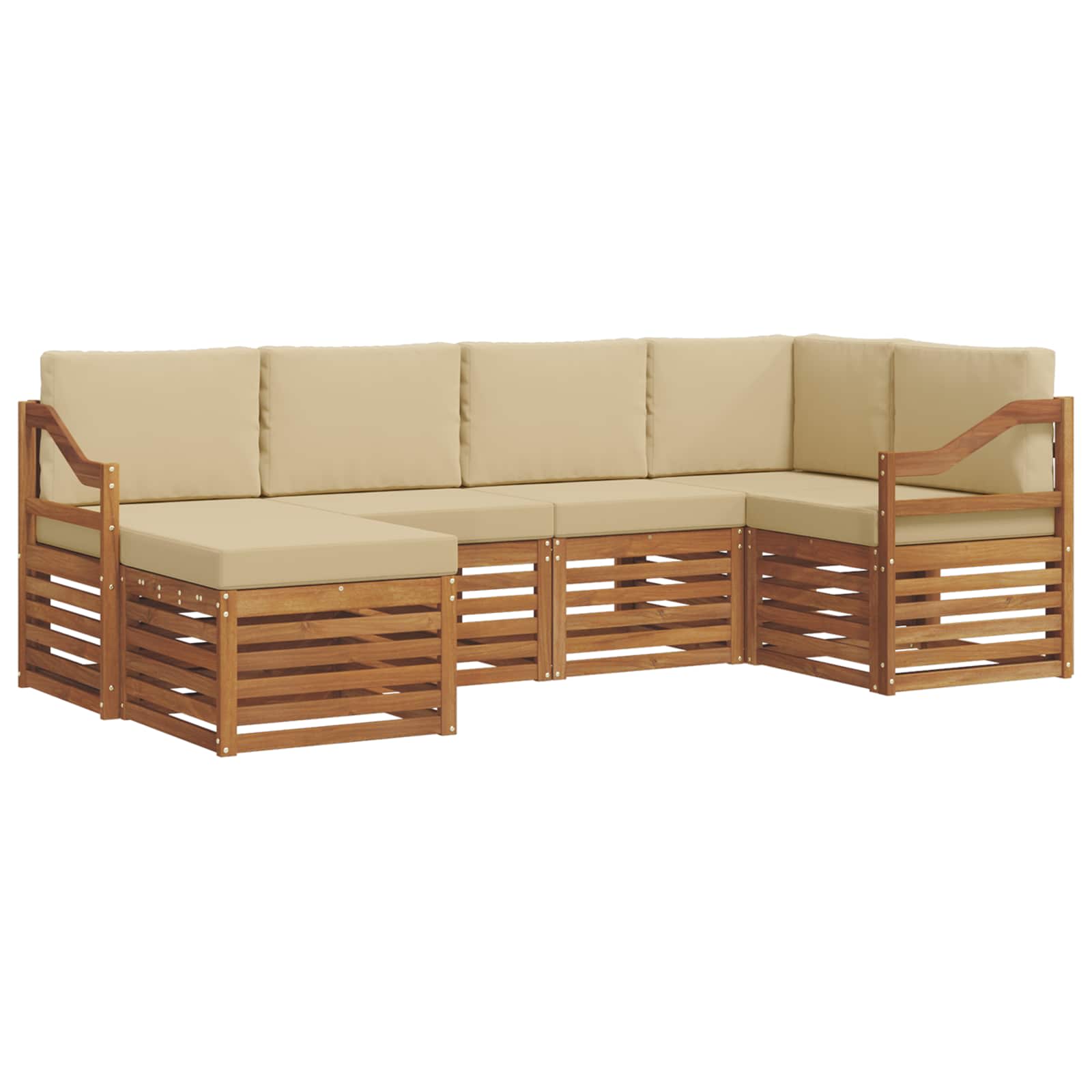 Outdoor-Sofagarnitur 6 stk. Natur und Beige Polyester