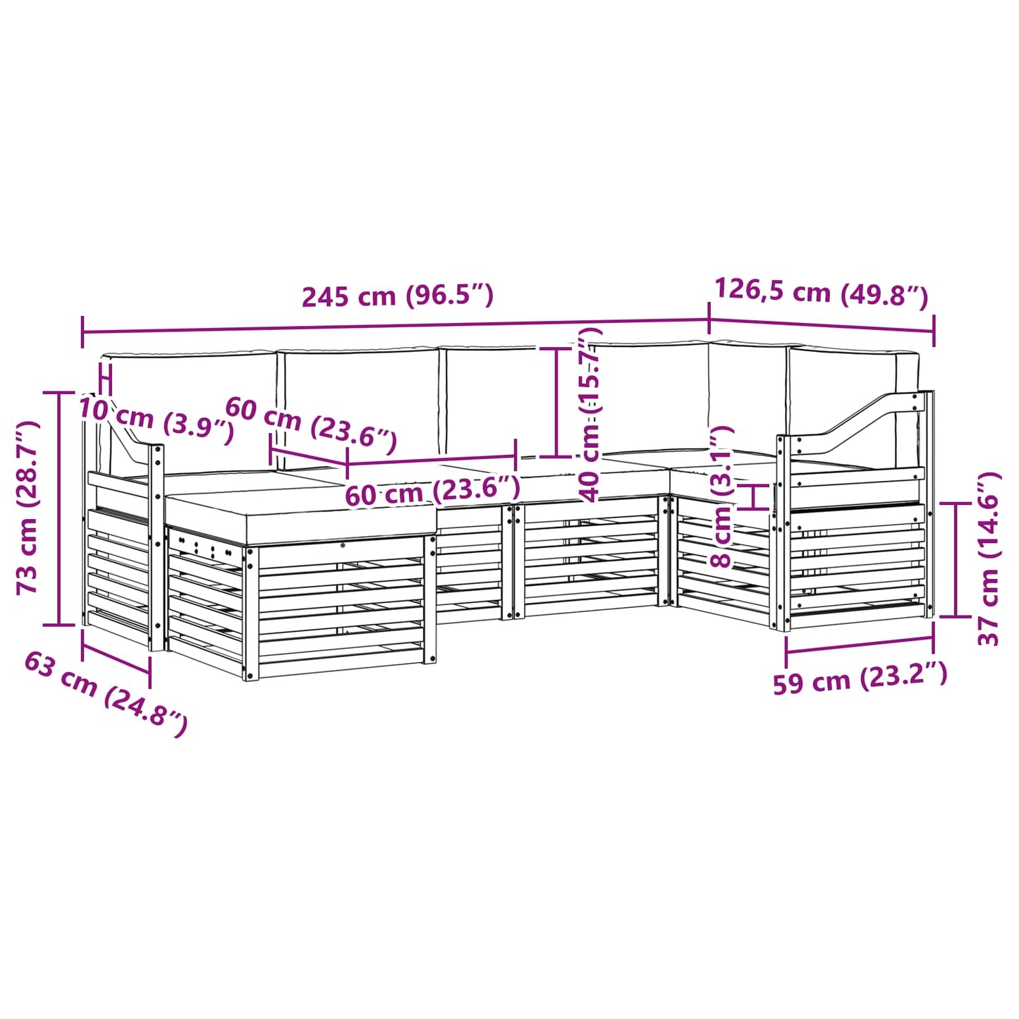 Outdoor-Sofagarnitur 6 stk. Natur und Beige Polyester