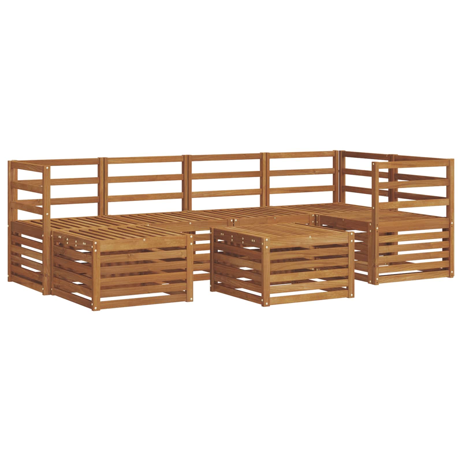 Ecksofa Set 7 pcs Natur Massivholz Akazie
