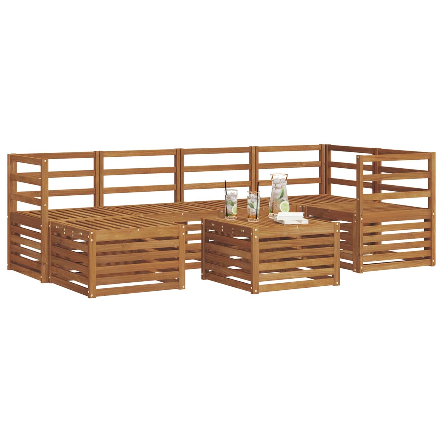 Ecksofa Set 7 pcs Natur Massivholz Akazie