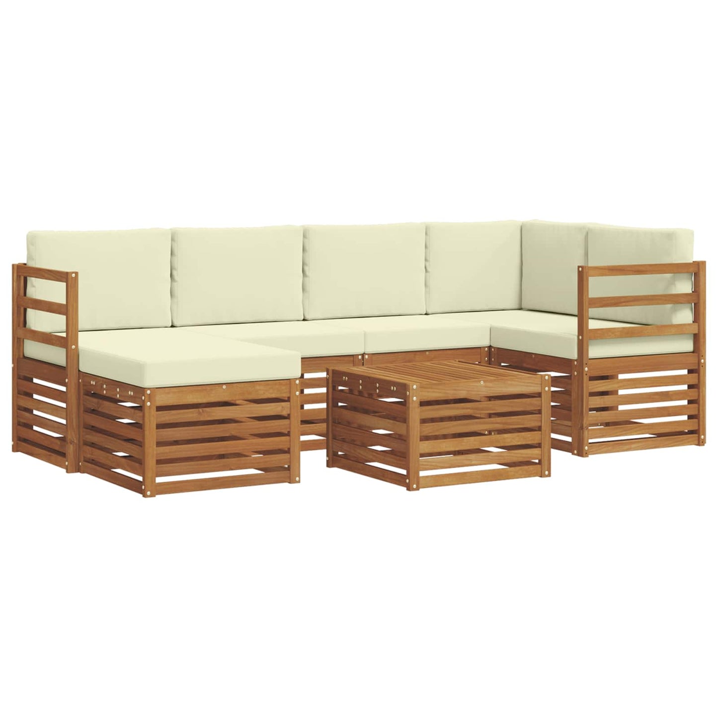 Outdoor-Sofagarnitur 7 stk. Natur und Creme Polyester