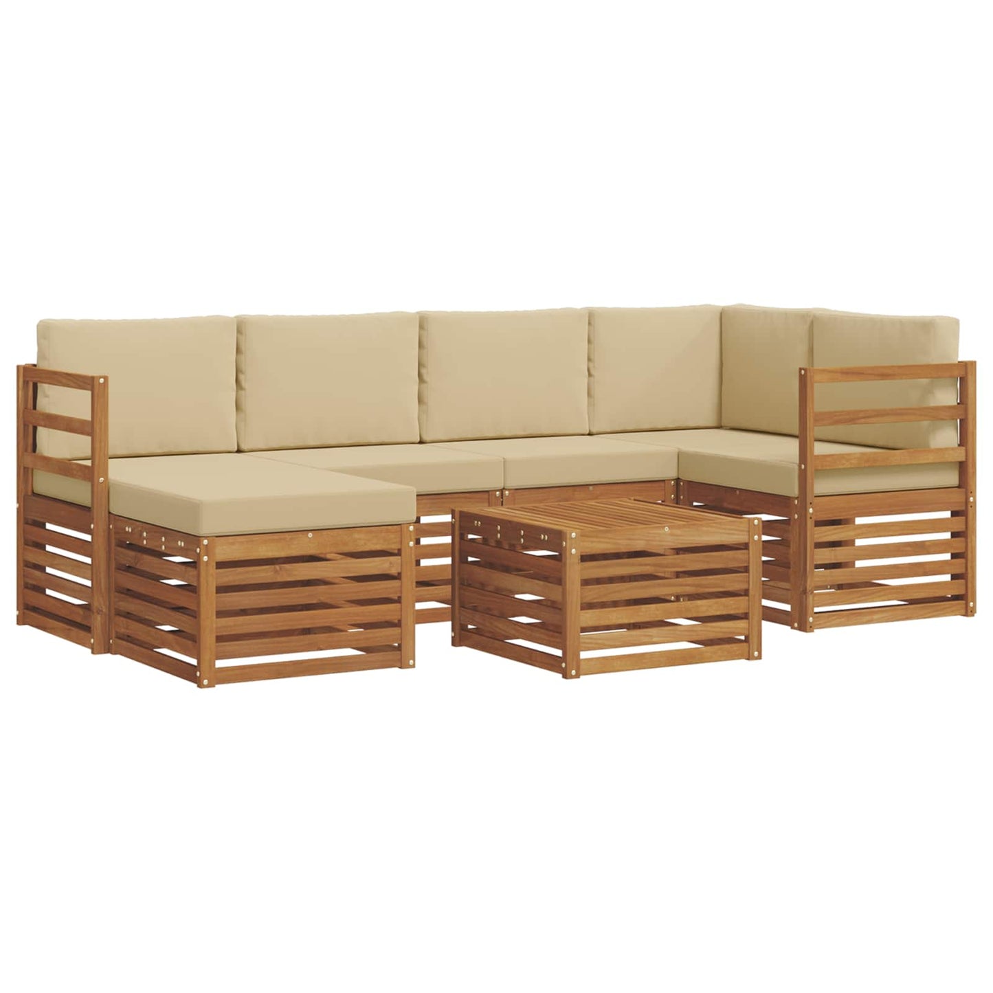 Outdoor-Sofagarnitur 7 stk. Natur und Beige Polyester