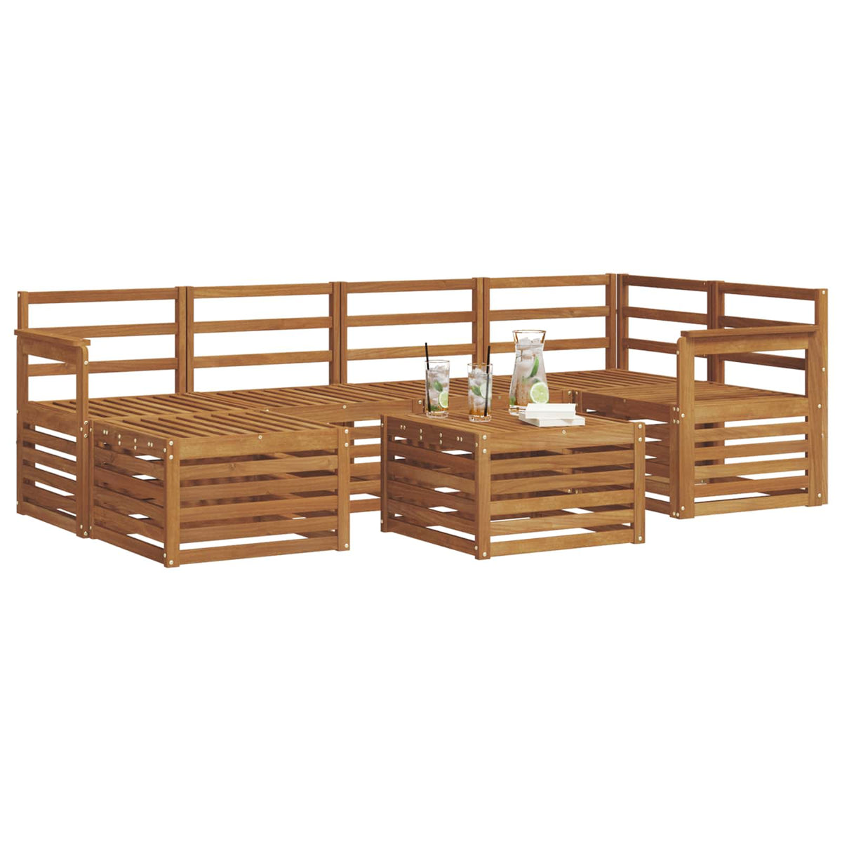 Outdoor-Sofagarnitur 7 stk. Natur Polyester