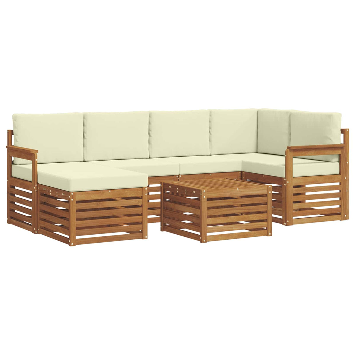Outdoor-Sofagarnitur 7 stk. Natur und Creme Polyester
