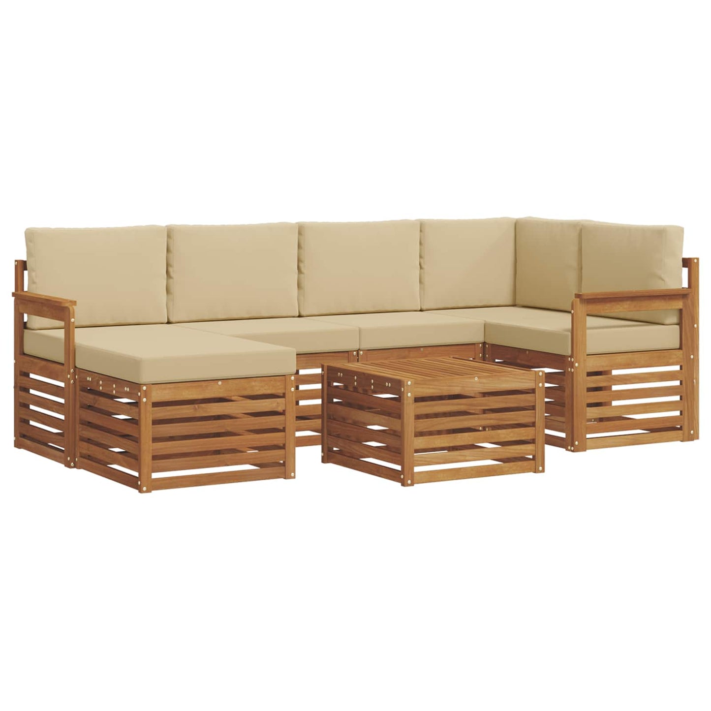 Outdoor-Sofagarnitur 7 stk. Natur und Beige Polyester