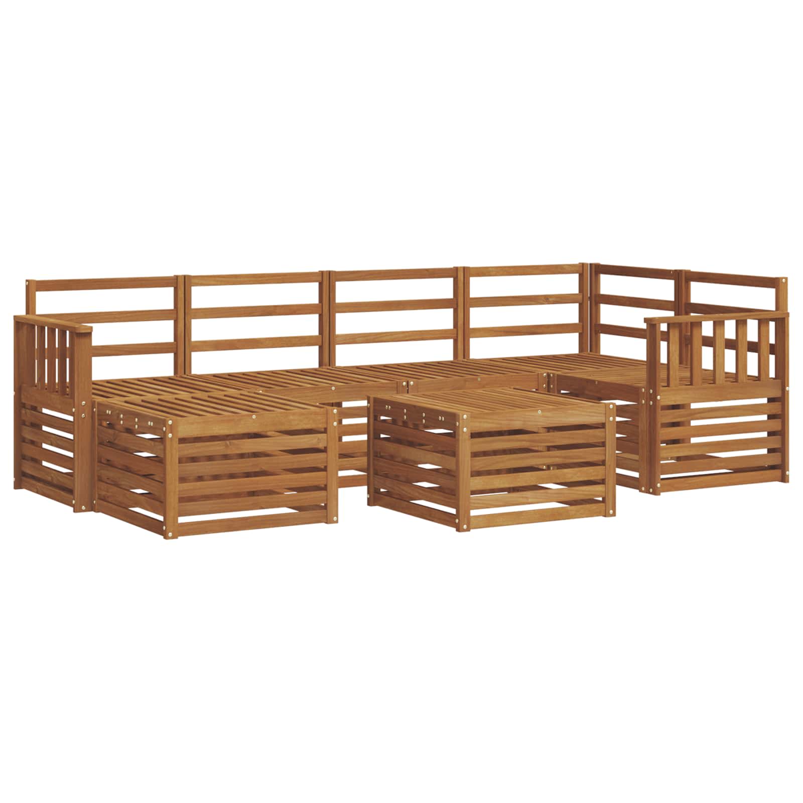Ecksofa Set 7 pcs Natur Massivholz Akazie