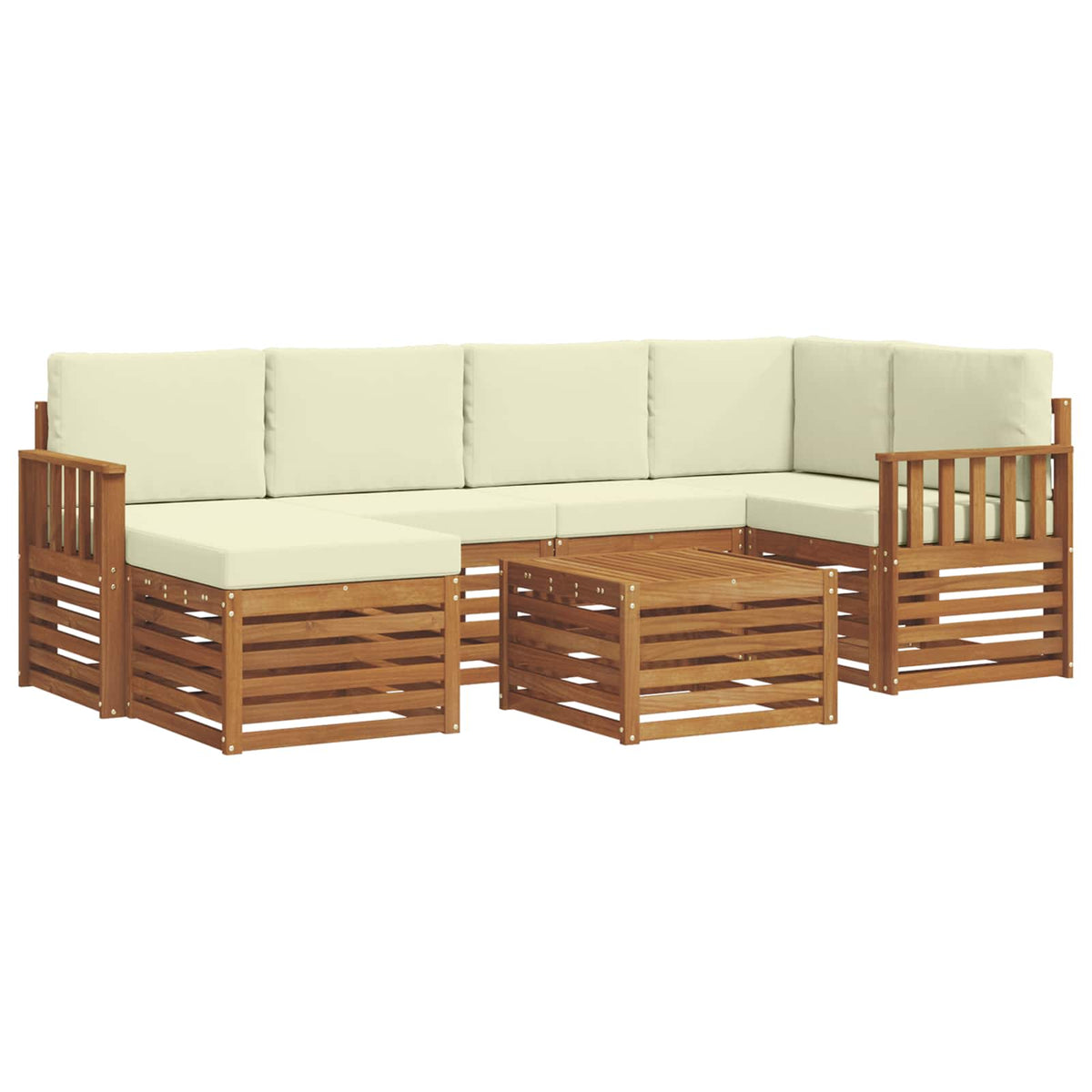 Outdoor-Sofagarnitur 7 stk. Natur und Creme Polyester