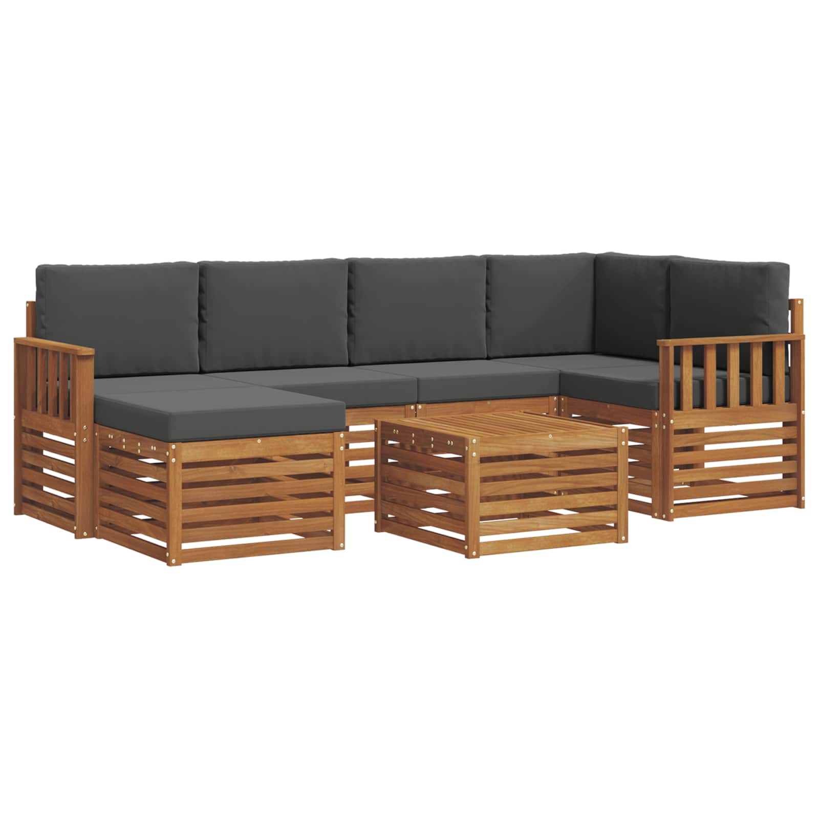 Outdoor-Sofagarnitur 7 stk. Natur und Anthrazit Polyester
