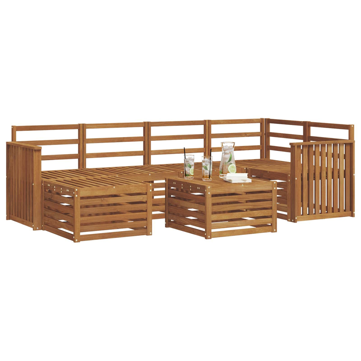 Outdoor-Sofagarnitur 7 stk. Natur Polyester