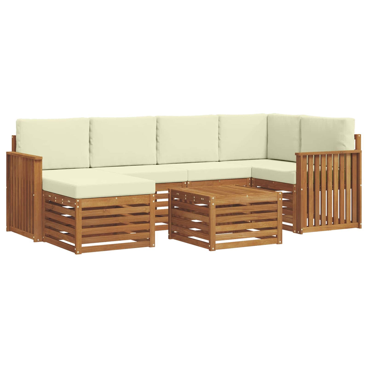 Outdoor-Sofagarnitur 7 stk. Natur und Creme Polyester