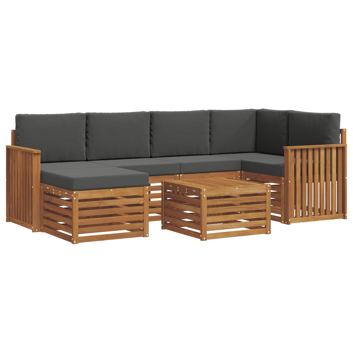 Outdoor-Sofagarnitur 7 stk. Natur und Anthrazit Polyester