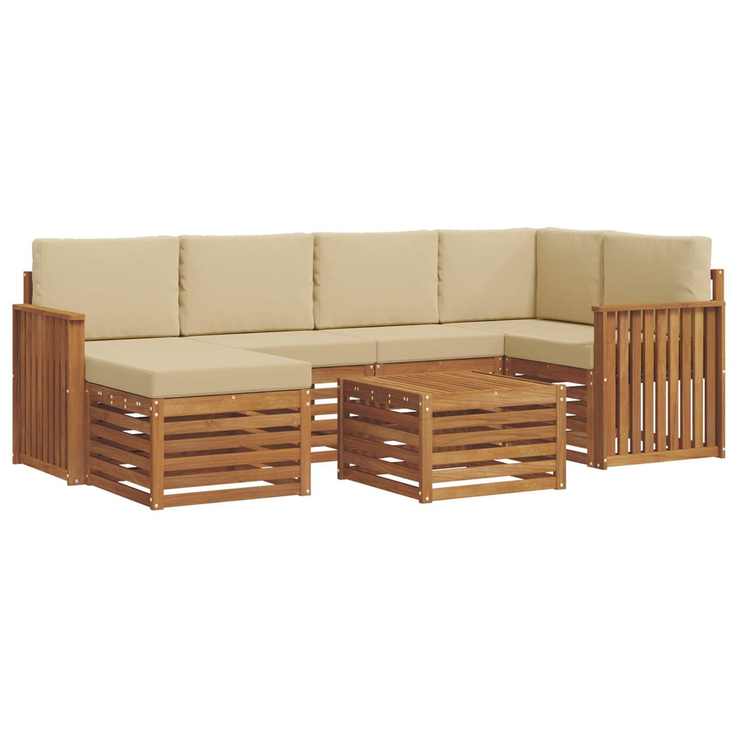 Outdoor-Sofagarnitur 7 stk. Natur und Beige Polyester