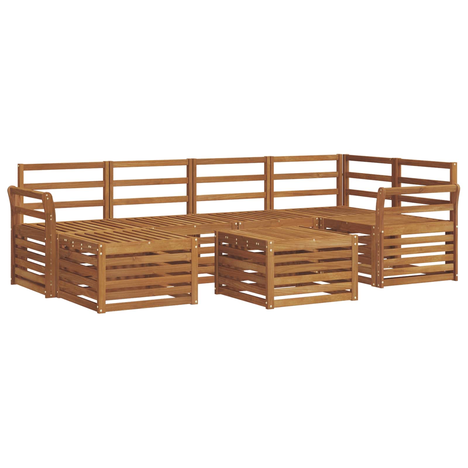 Ecksofa Set 7 pcs Natur Massivholz Akazie