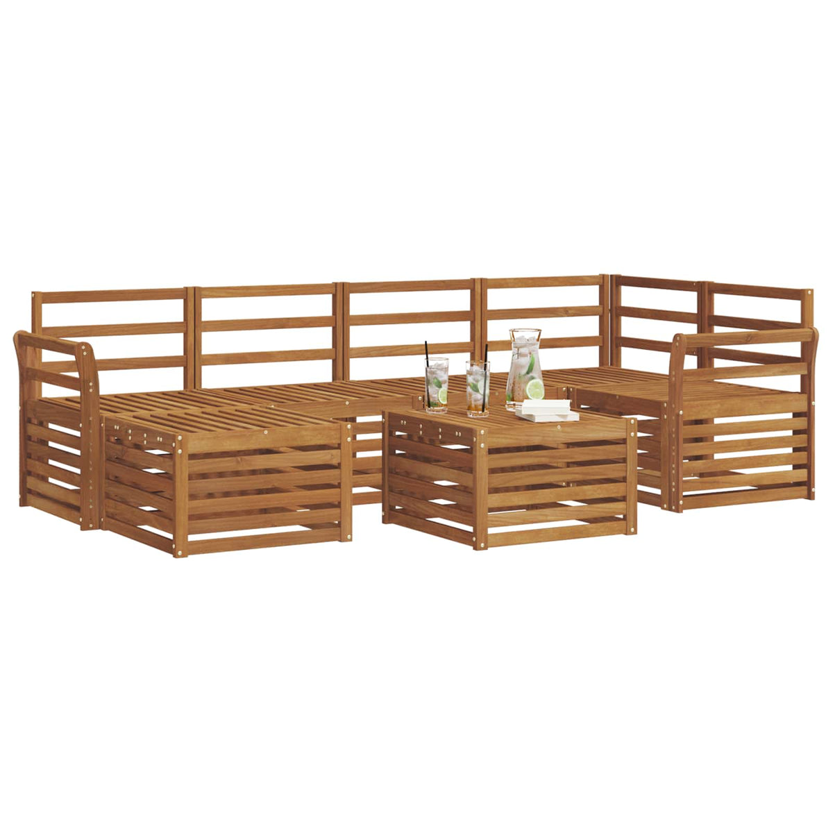Outdoor-Sofagarnitur 7 stk. Natur Polyester