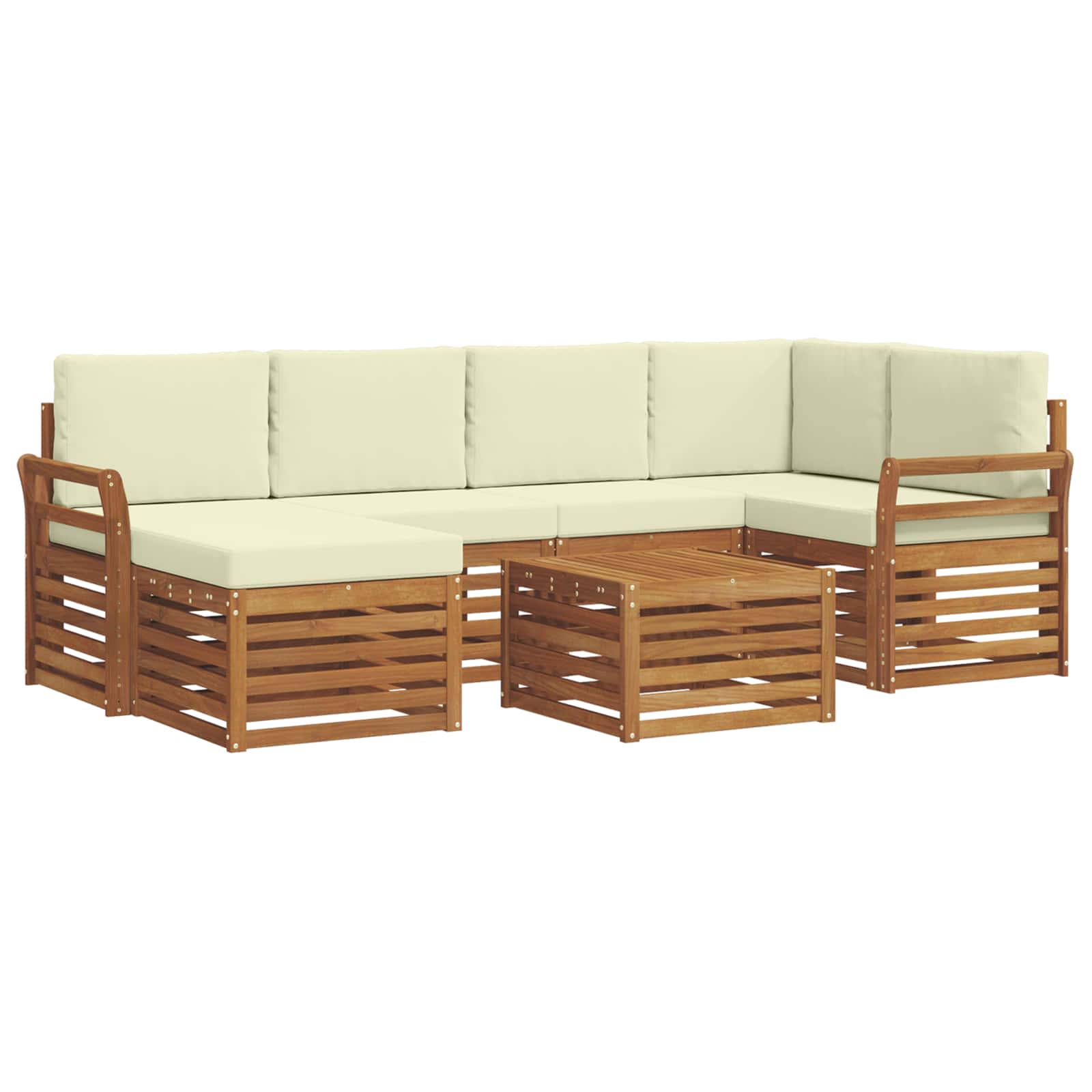 Outdoor-Sofagarnitur 7 stk. Natur und Creme Polyester